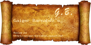 Gaiger Barnabás névjegykártya